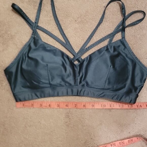 Betsey Johnson green workout top sz L - Picture 4 of 7